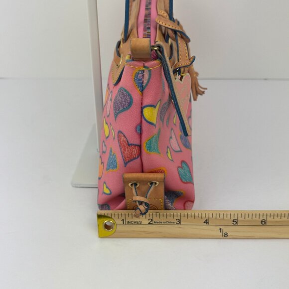 Authentic Dooney & Bourke Tassel Zip Top Heart Print Shoulder Bag. - Picture 14 of 16